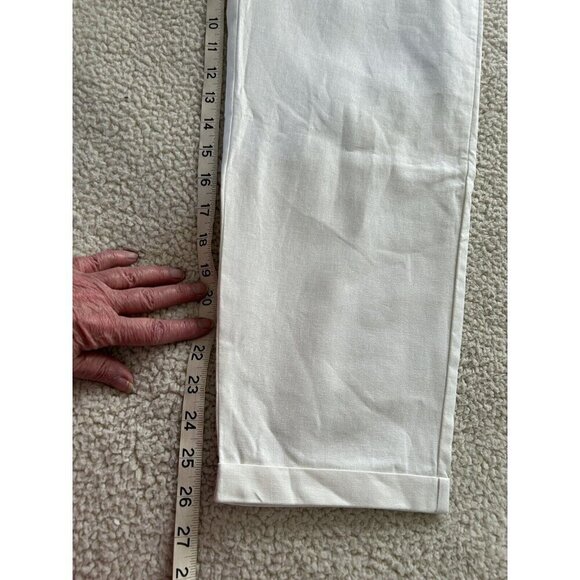 J. Crew Factory Linen Cotton Drawstring Cuffed Pull-on Pants White Size 8 - Picture 12 of 13